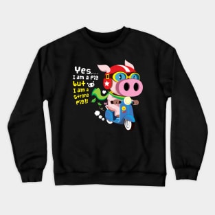 A strong pig ride a scooter 5 Crewneck Sweatshirt